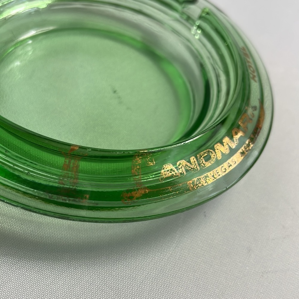Vintage Landmark Casino Las Vegas Nevada Green Glass Ashtray‎ - Picture 3 of 8